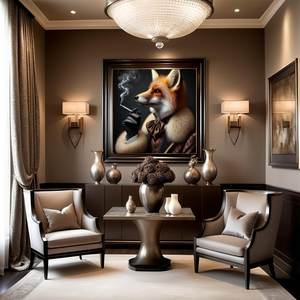 Victorian Red Fox Portrait Art Print: Anthropomorphic Animal Decor (Digital Download)
