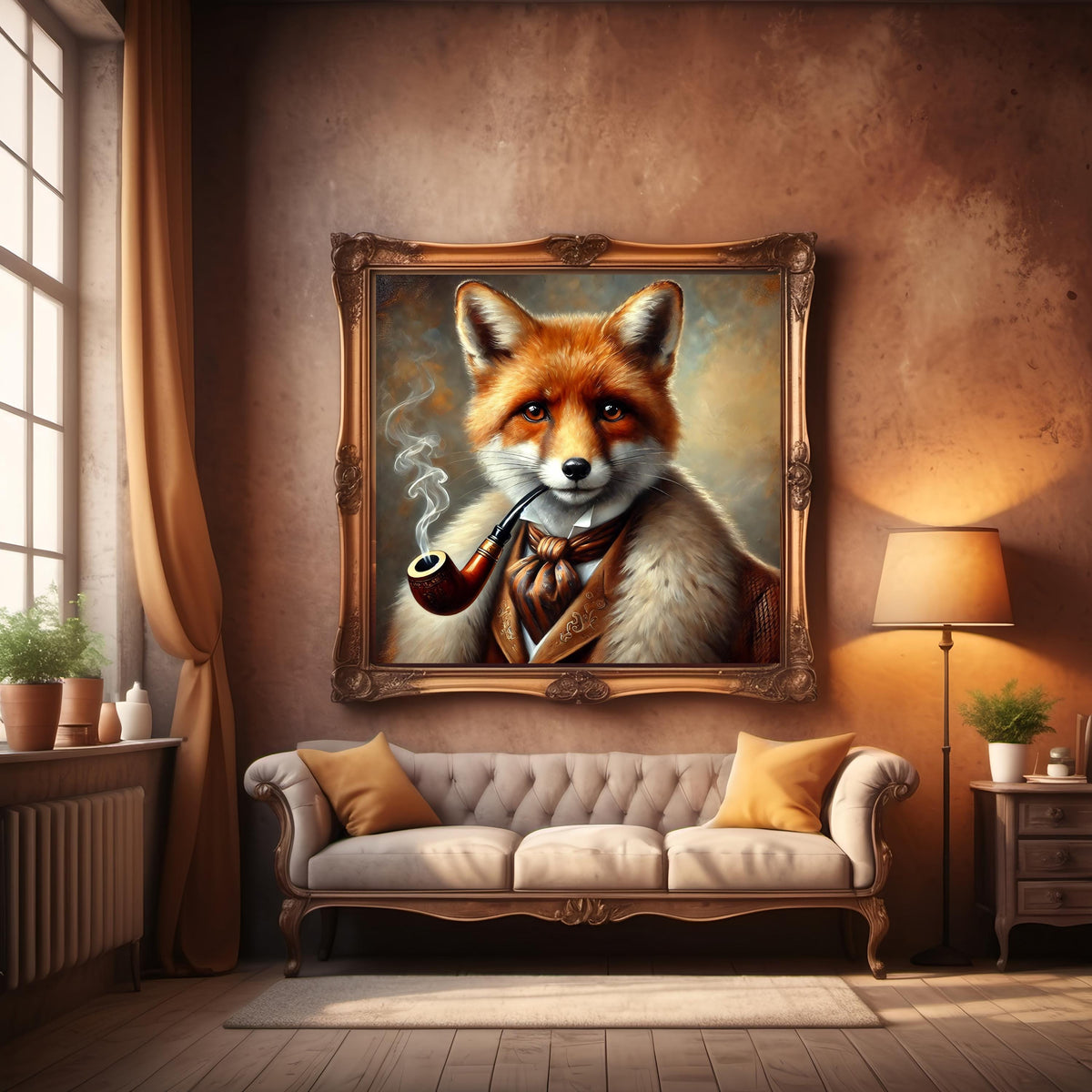 Victorian Red Fox Portrait: Elegant Animal Art Print (Digital Download)