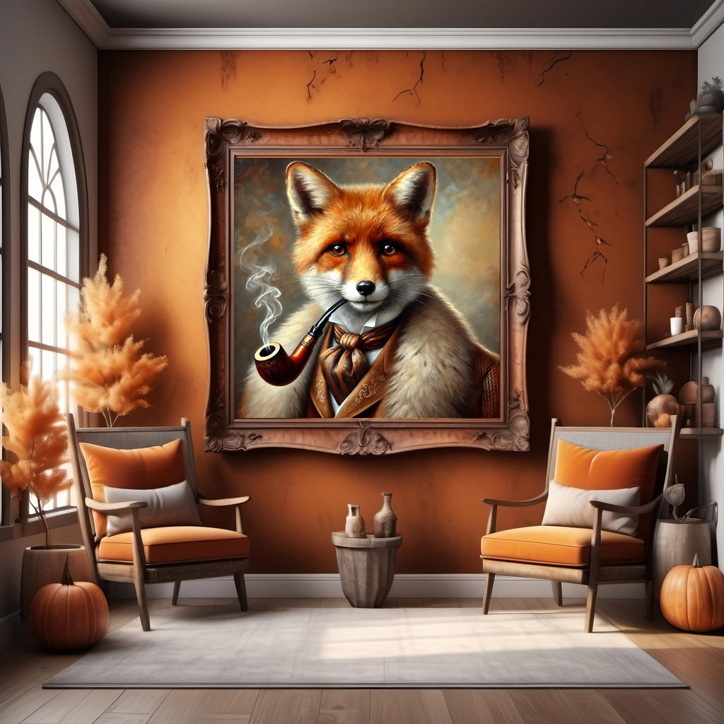 Victorian Red Fox Portrait: Elegant Animal Art Print (Digital Download)