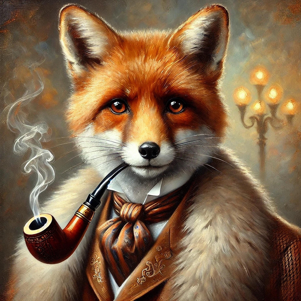 Victorian Red Fox Portrait: Elegant Animal Art Print (Digital Download)