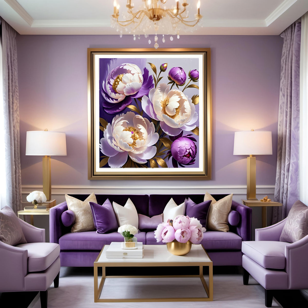 Purple Peony Floral Art Print: Elegant Botanical Wall Decor (Digital Download) 2