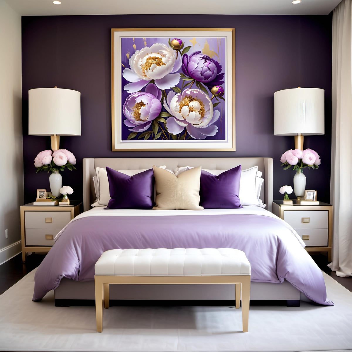 Purple Peony Floral Art Print: Elegant Botanical Wall Decor (Digital Download)