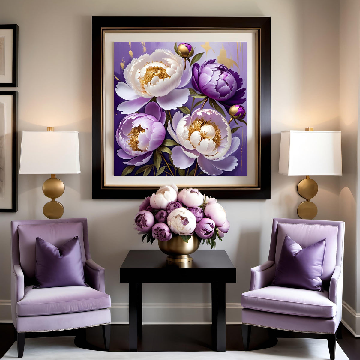 Purple Peony Floral Art Print: Elegant Botanical Wall Decor (Digital Download)