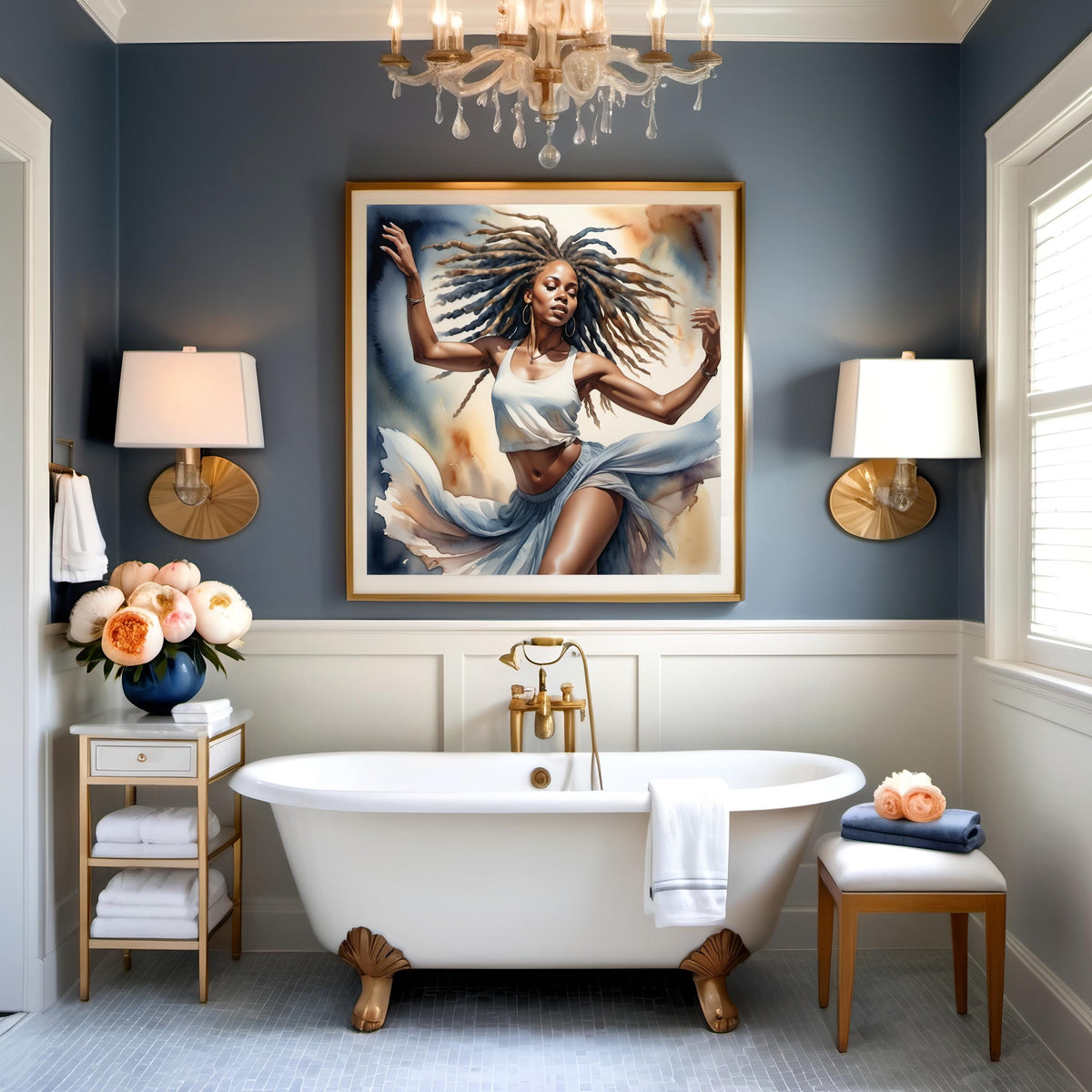 Dancing Woman Watercolor Art Print: Elegant Flowing Fabric (Digital Download) 4