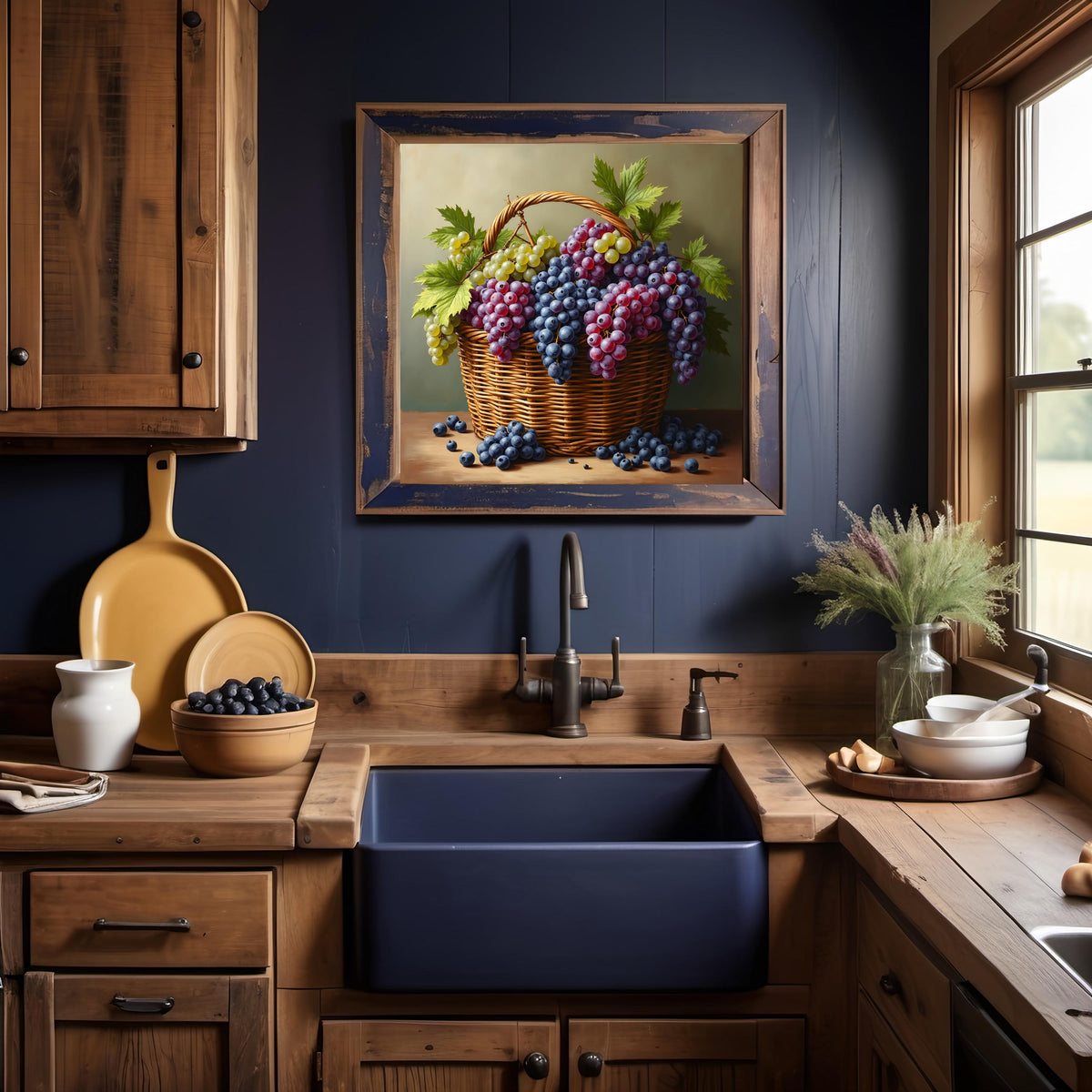 Vintage Grape Harvest Art Print: Rustic Farmhouse Wall Decor (Digital Download)