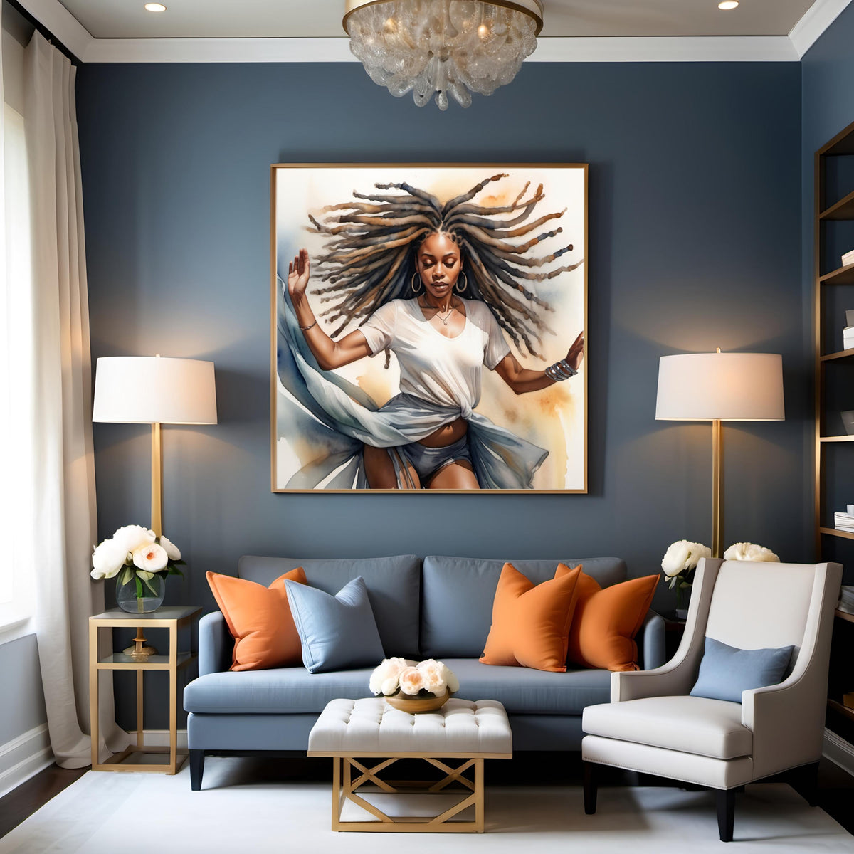 Dancing Woman Watercolor Art Print: Elegant Flowing Fabric (Digital Download)