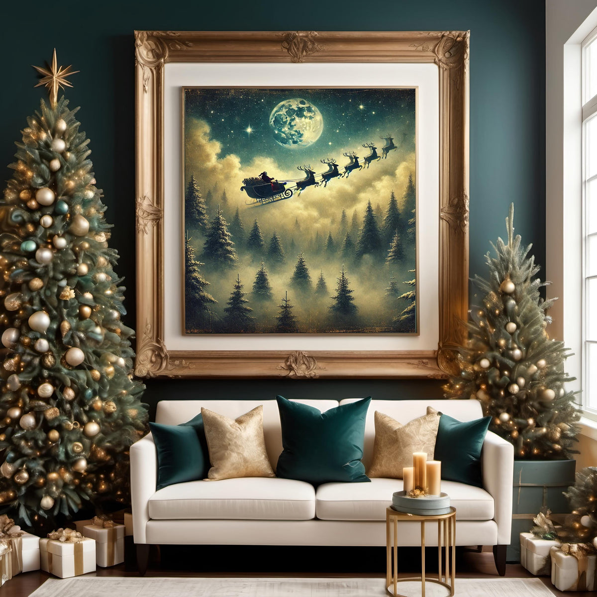 Victorian Santa Sleigh Print: Nostalgic Christmas Eve Scene (Digital Download)