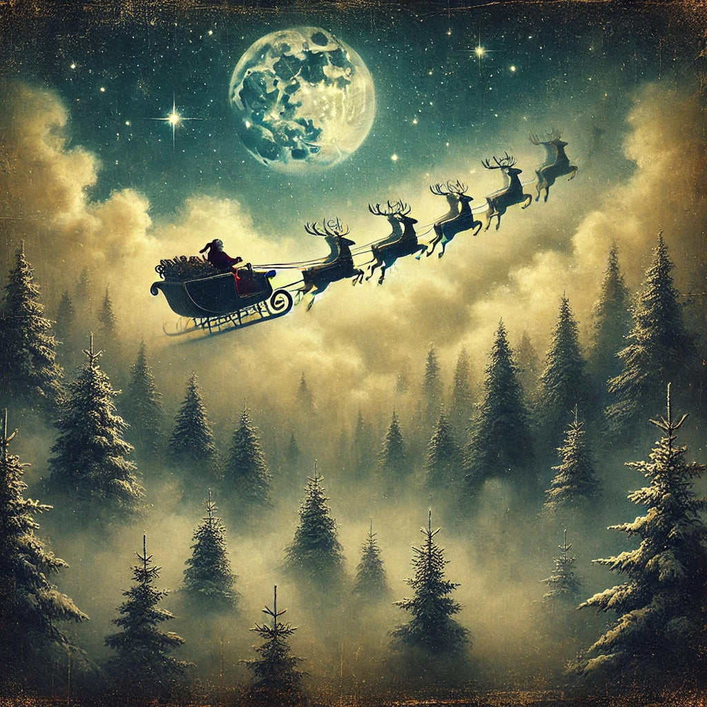 Victorian Santa Sleigh Print: Nostalgic Christmas Eve Scene (Digital Download)