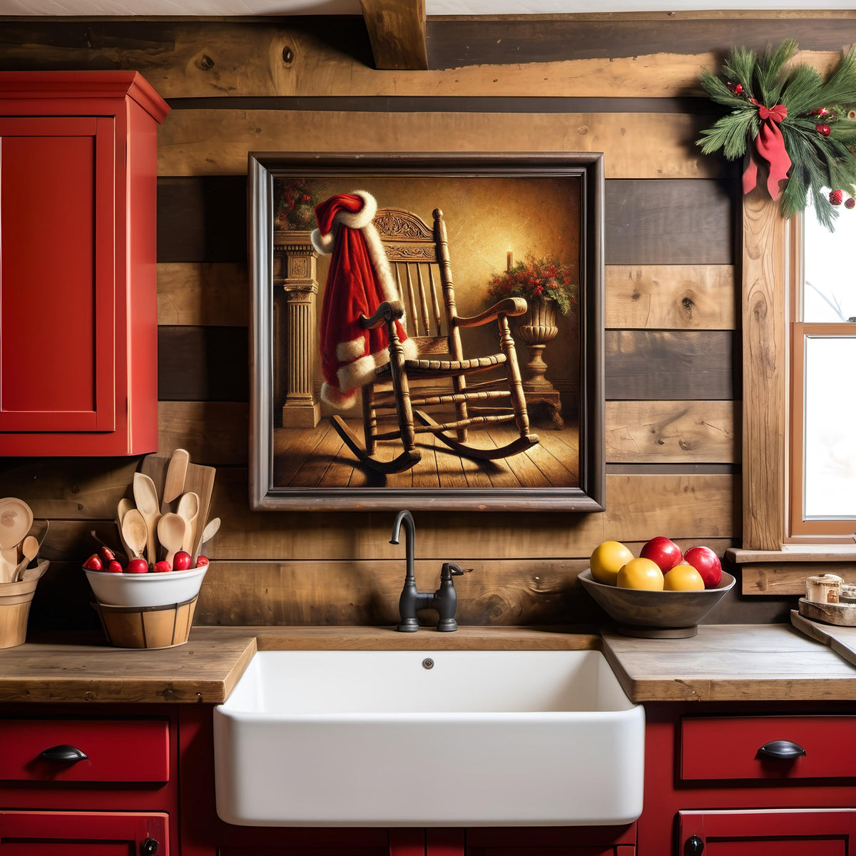 Victorian Christmas Print: Santa Coat on Rocking Chair (Digital Download)