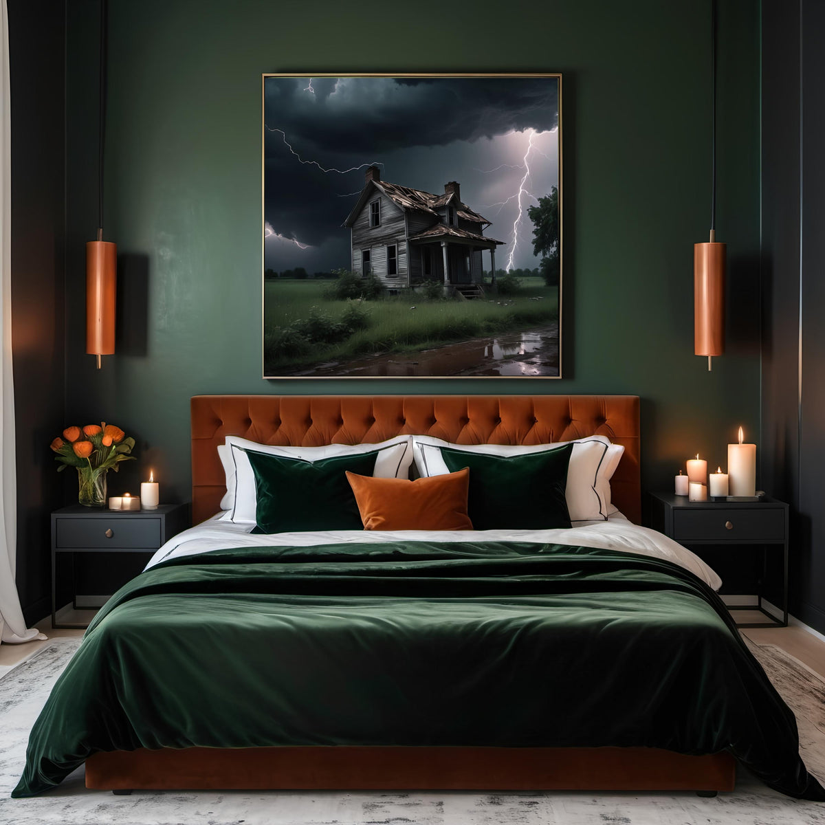 Eerie Haunted House Digital Print: Gothic Storm Art (Digital Download)