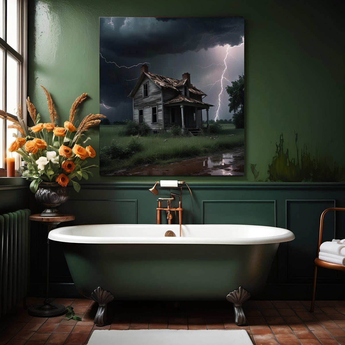 Eerie Haunted House Digital Print: Gothic Storm Art (Digital Download)