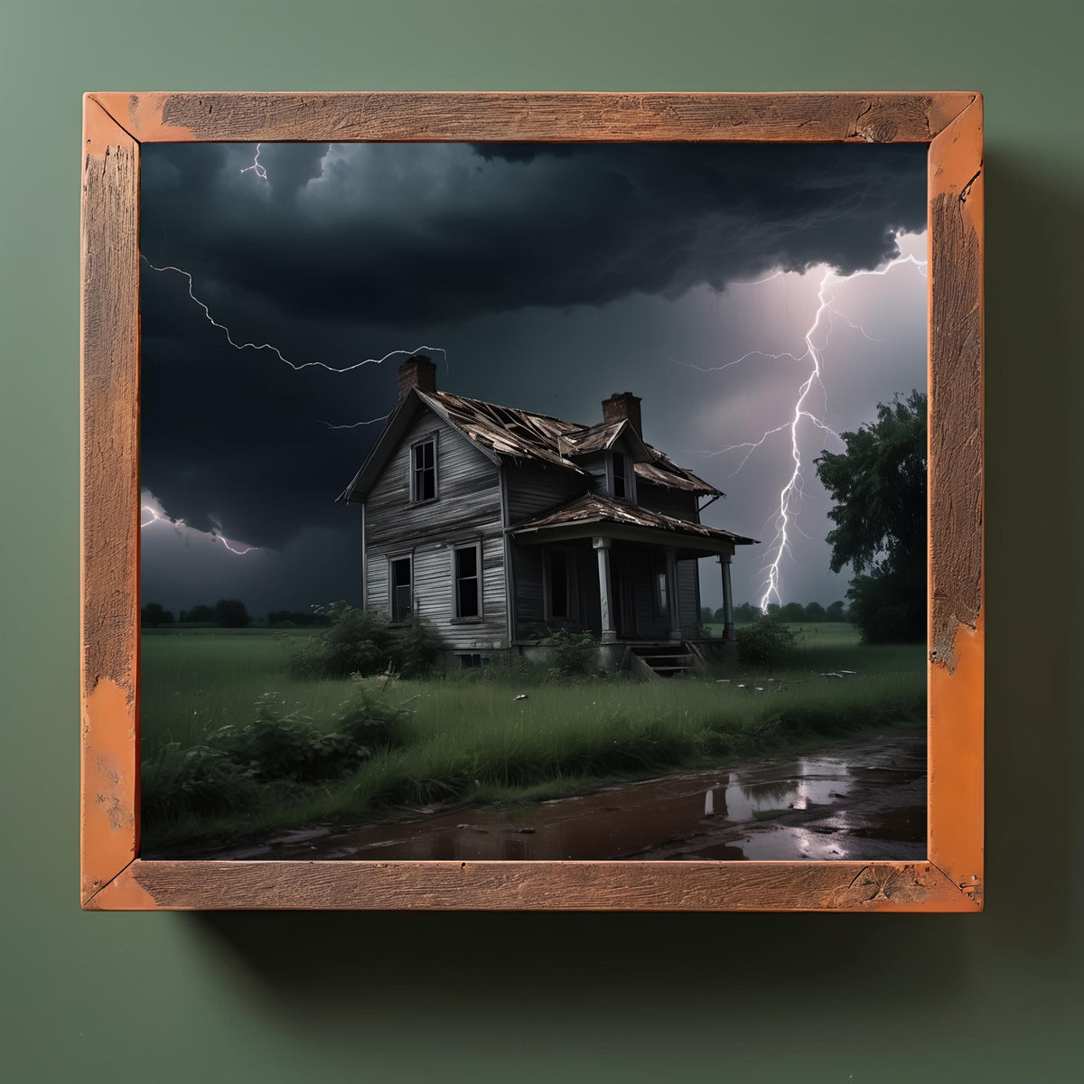 Eerie Haunted House Digital Print: Gothic Storm Art (Digital Download)