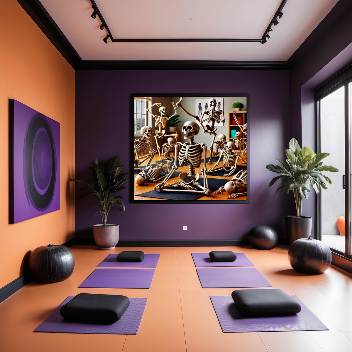 Skeleton Yoga Print: Funny Halloween Art, Spooky Whimsical Decor (Digital Download) 2