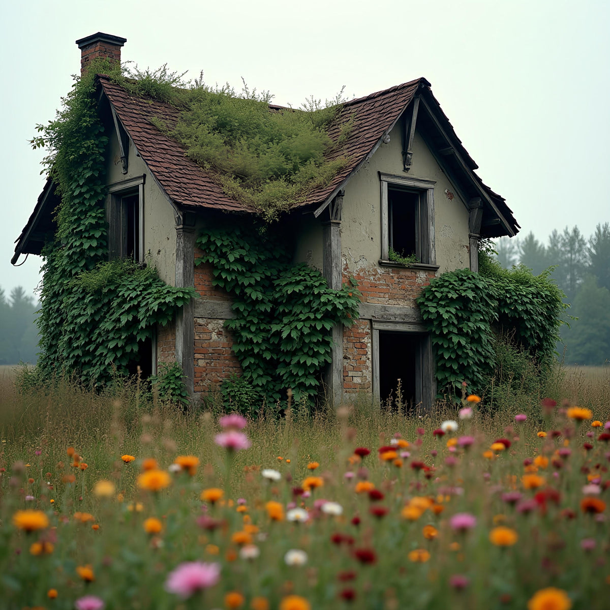 Rustic Farmstead Digital Print: Overgrown Field, Wildflowers (Digital Download)