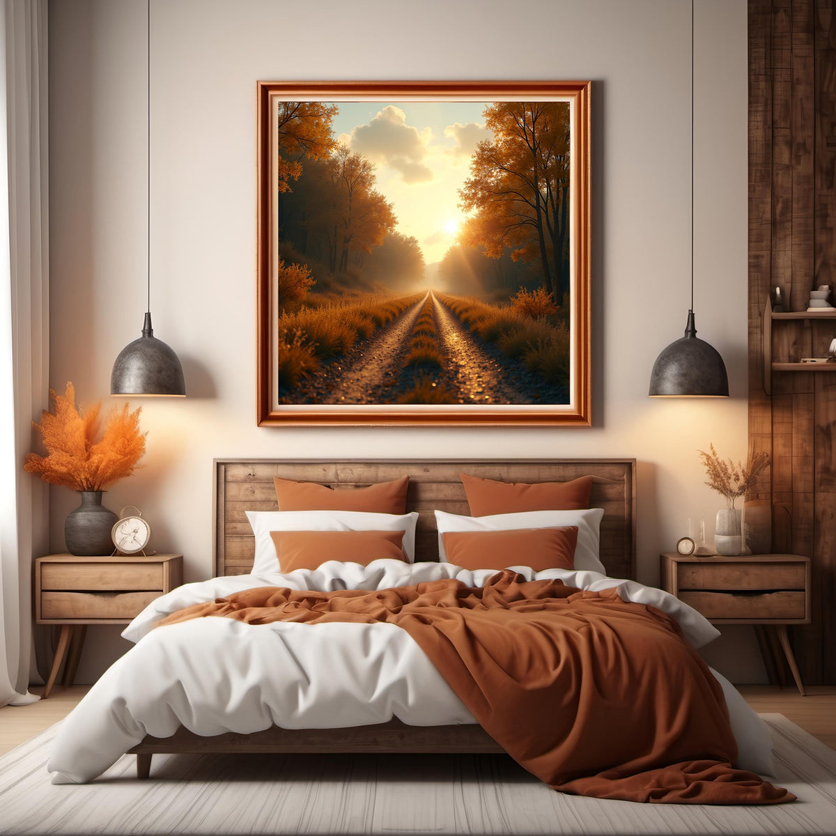 Autumn Forest Pathway Art Print: Golden Fall Scenic Road (Digital Download)