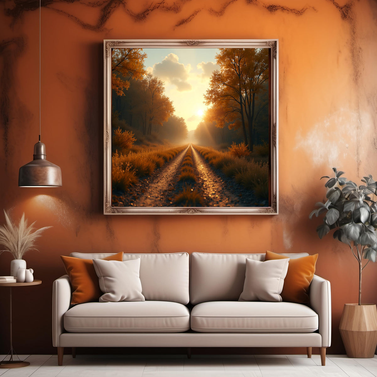 Autumn Forest Pathway Art Print: Golden Fall Scenic Road (Digital Download)