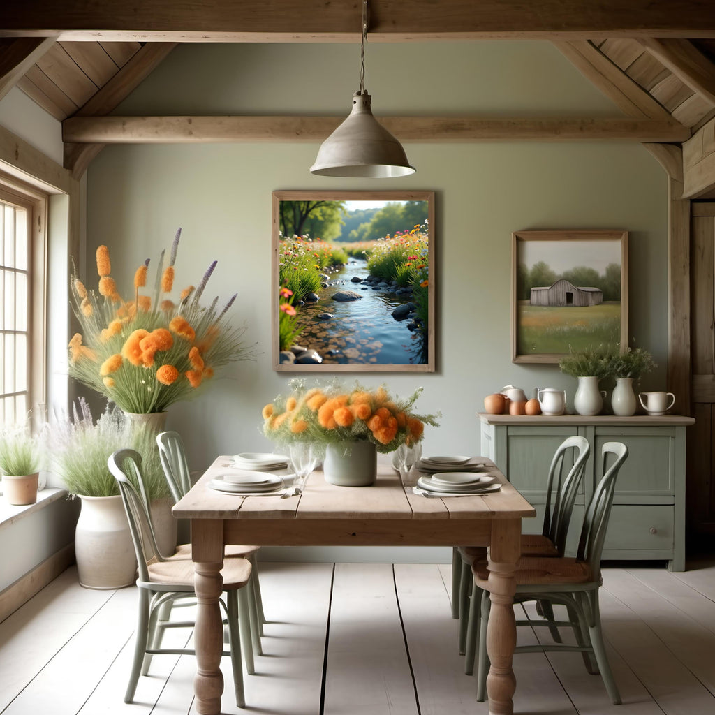 Wildflower Meadow Brook Print: Tranquil Nature Landscape Art (Digital Download)