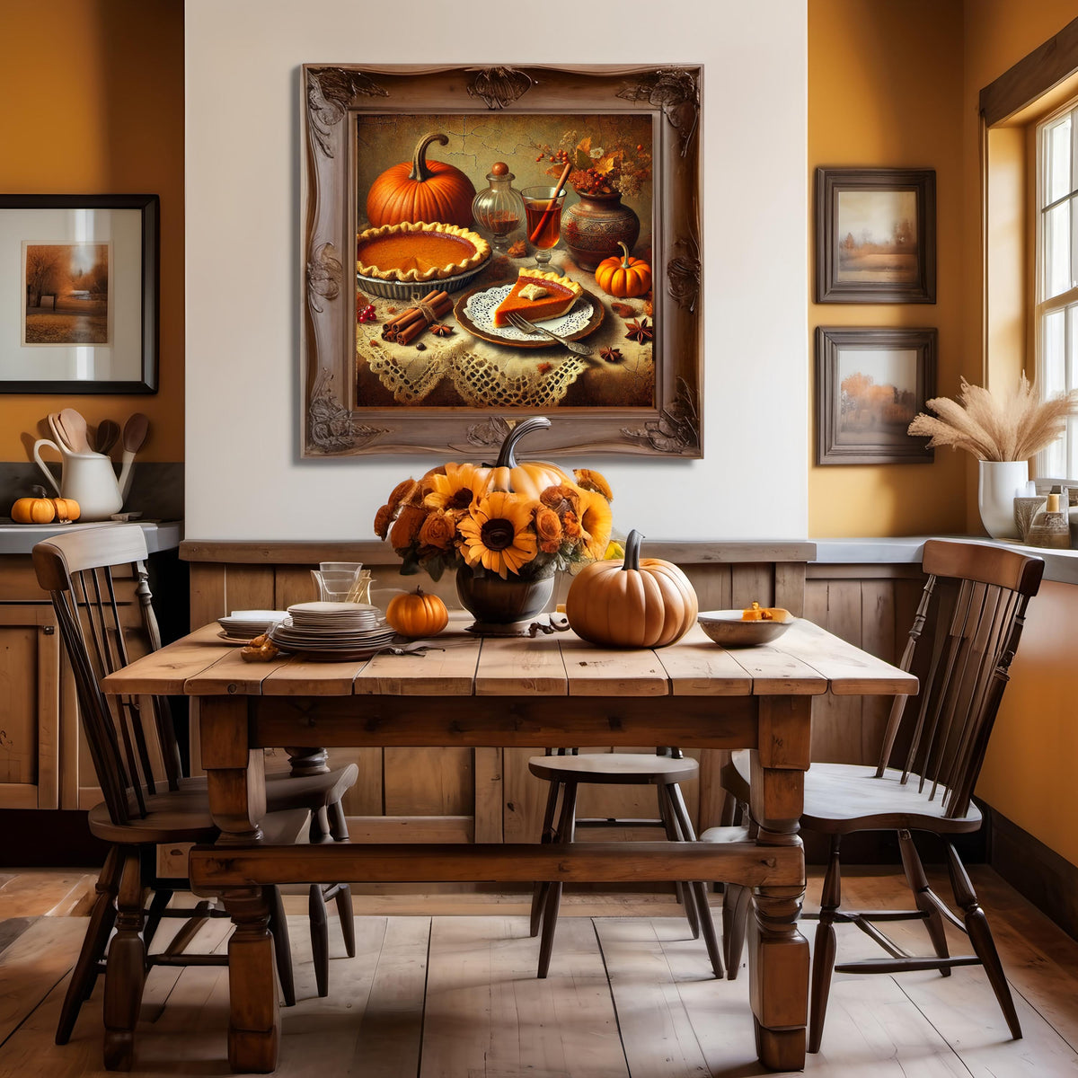 Victorian Pumpkin Pie Still Life Print: Rustic Thanksgiving Decor (Digital Download)