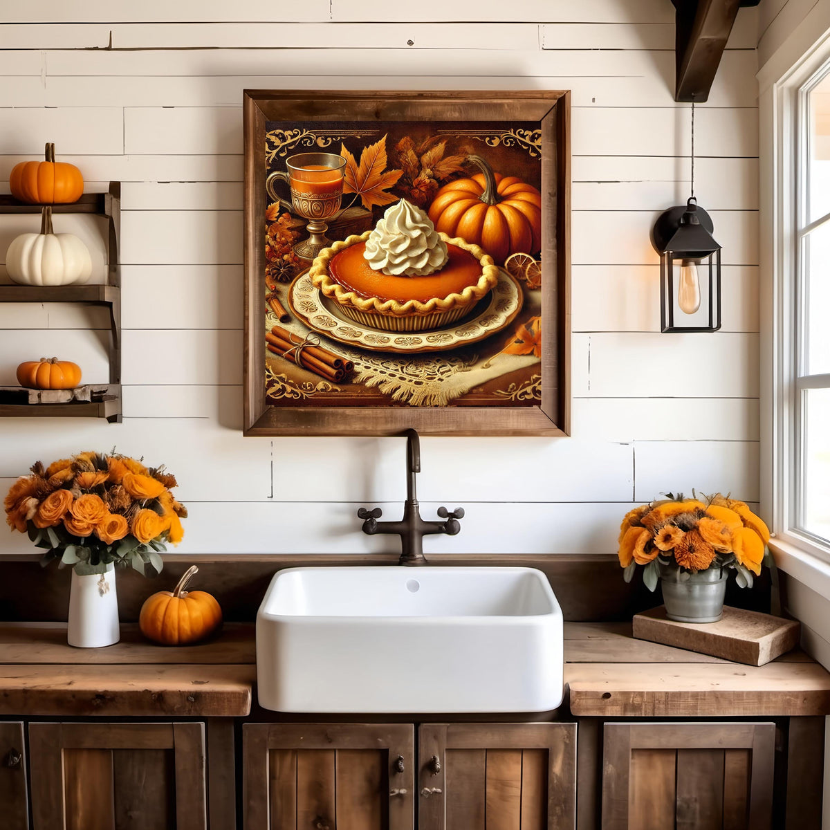Victorian Pumpkin Pie Print: Thanksgiving Still Life, Autumn Decor (Digital Download)