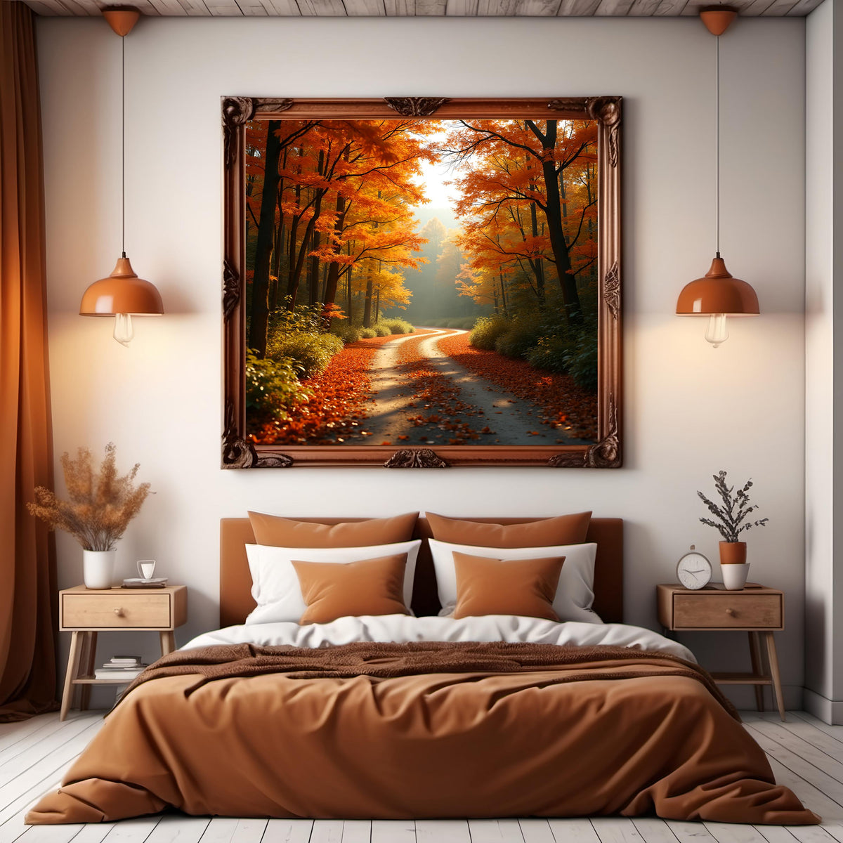 Autumn Forest Road Digital Print: Golden Fall Wall Art (Digital Download)