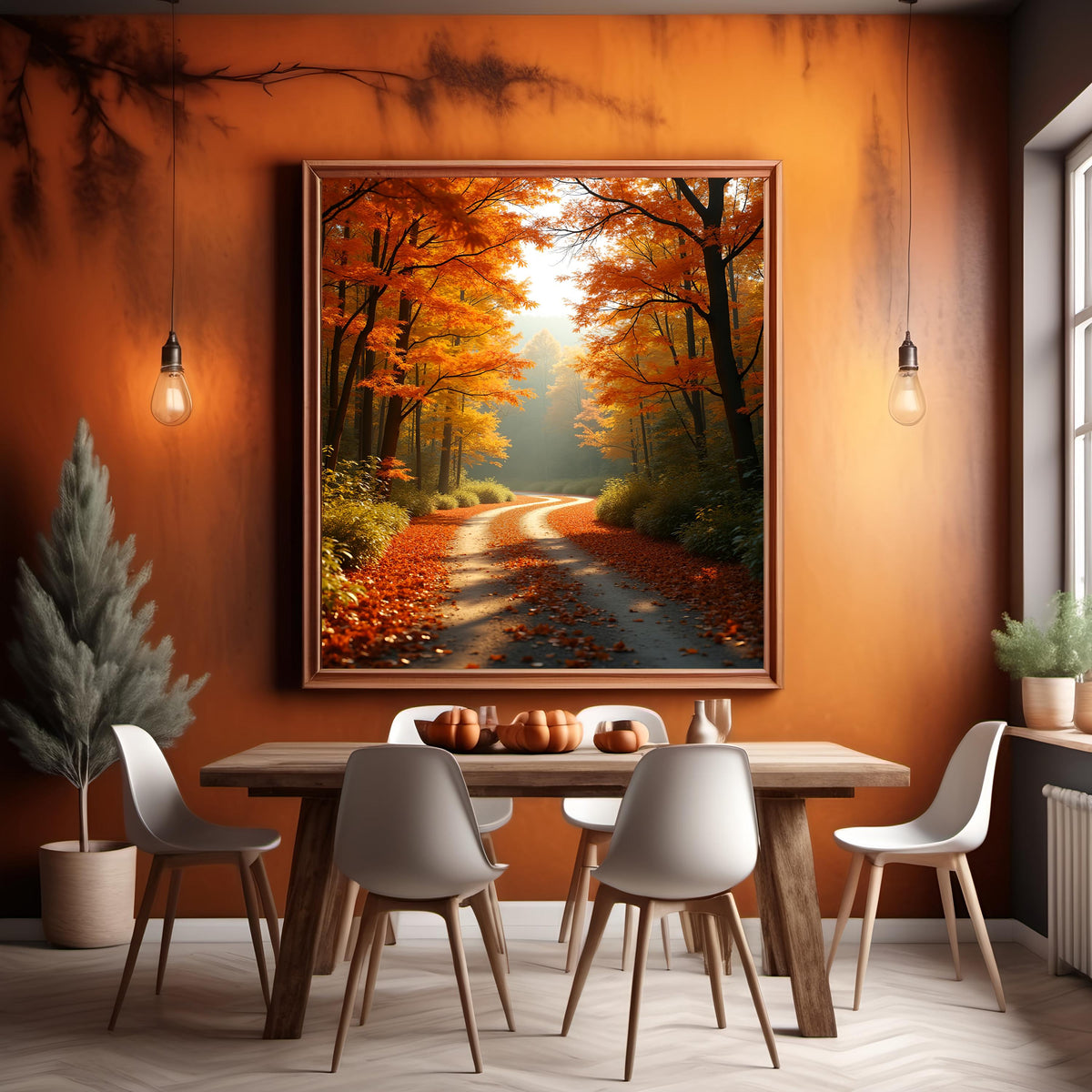Autumn Forest Road Digital Print: Golden Fall Wall Art (Digital Download)
