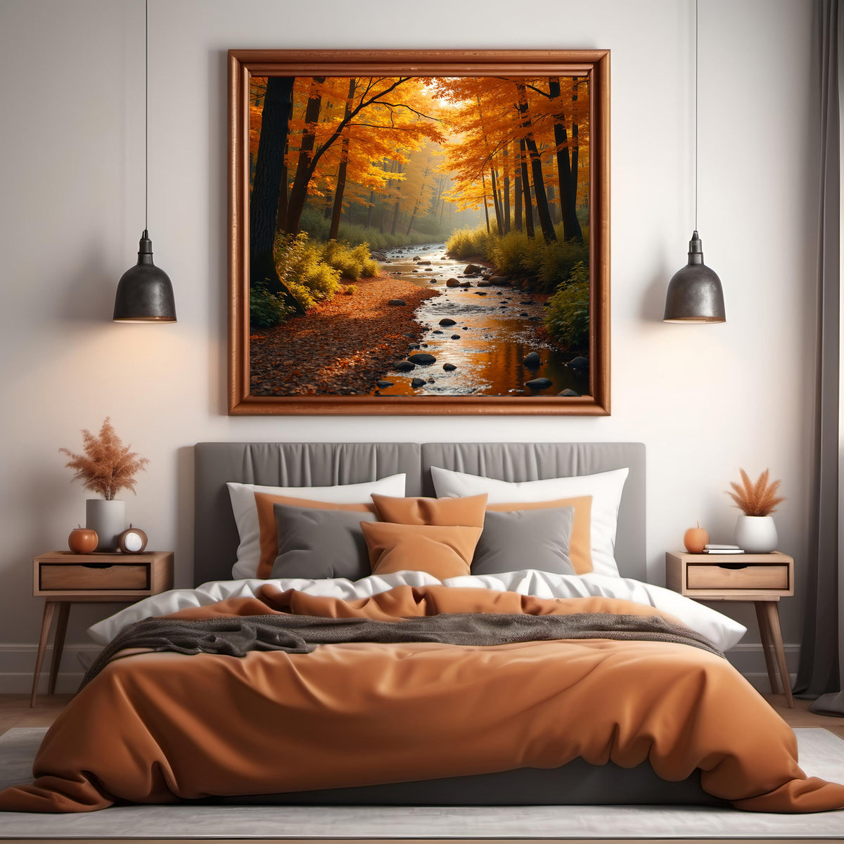 Autumn Forest Stream Art Print: Tranquil Fall Landscape (Digital Download)
