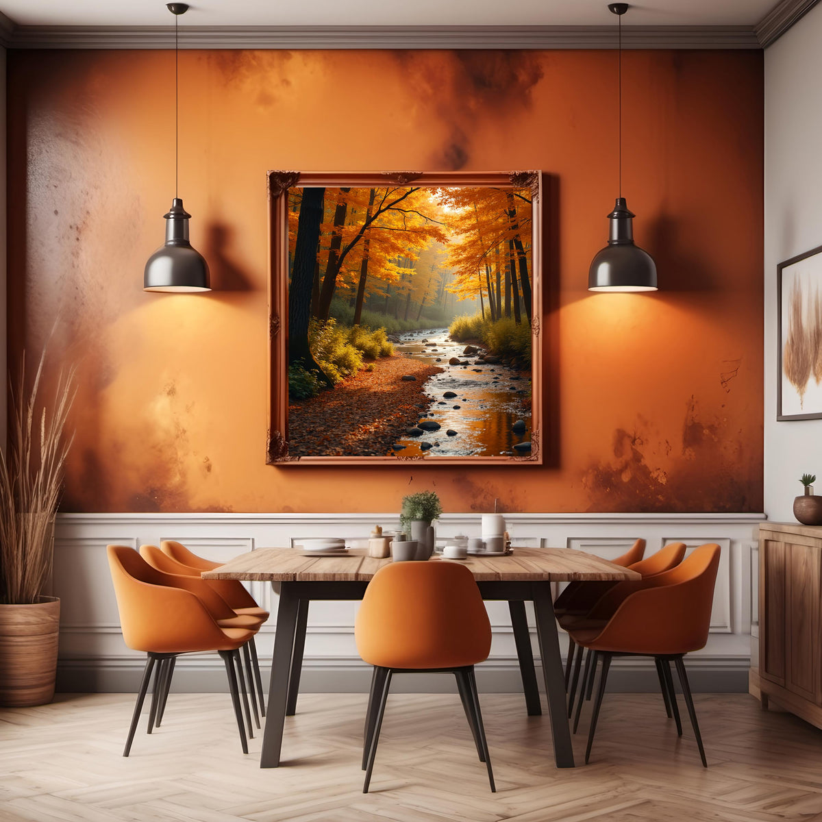 Autumn Forest Stream Art Print: Tranquil Fall Landscape (Digital Download)