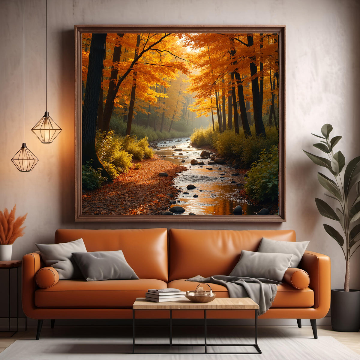 Autumn Forest Stream Art Print: Tranquil Fall Landscape (Digital Download)