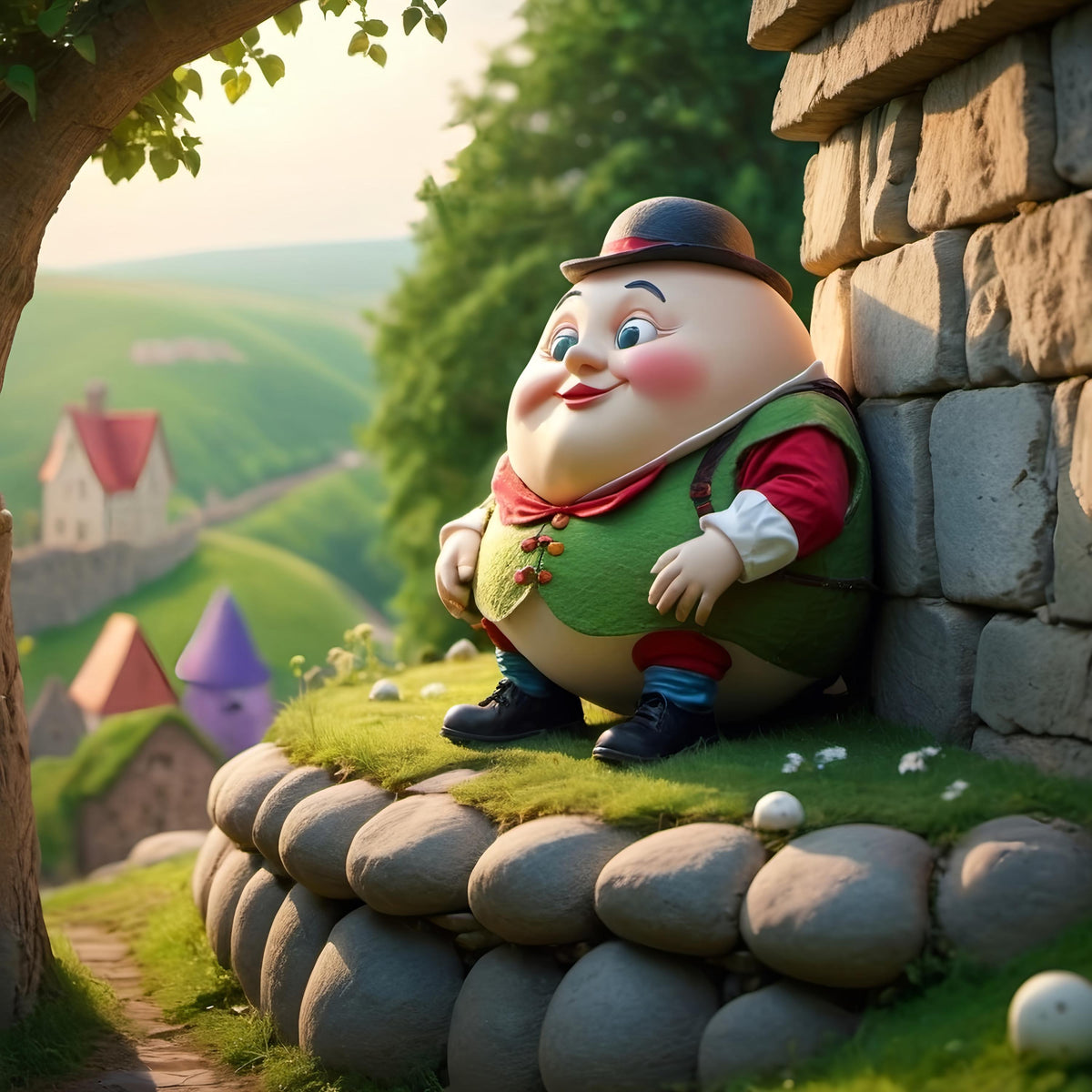 Humpty Dumpty Nursery Rhyme Art: Whimsical Storybook Illustration (Digital Download)