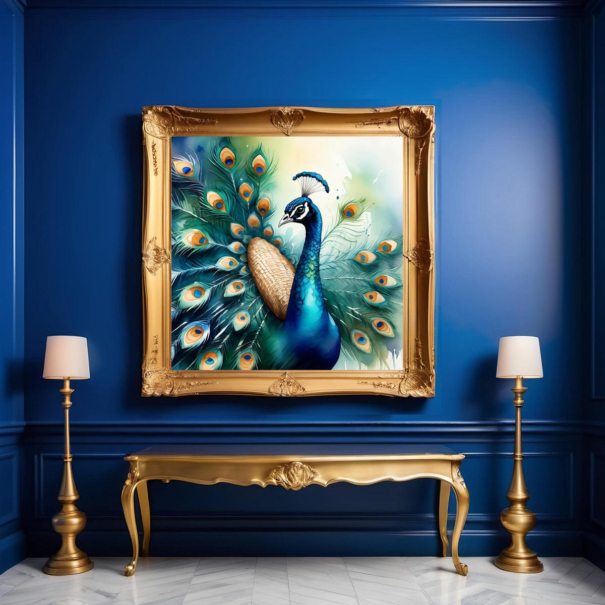 Watercolor Peacock Print: Vibrant Plumage Wall Art (Digital Download) 2