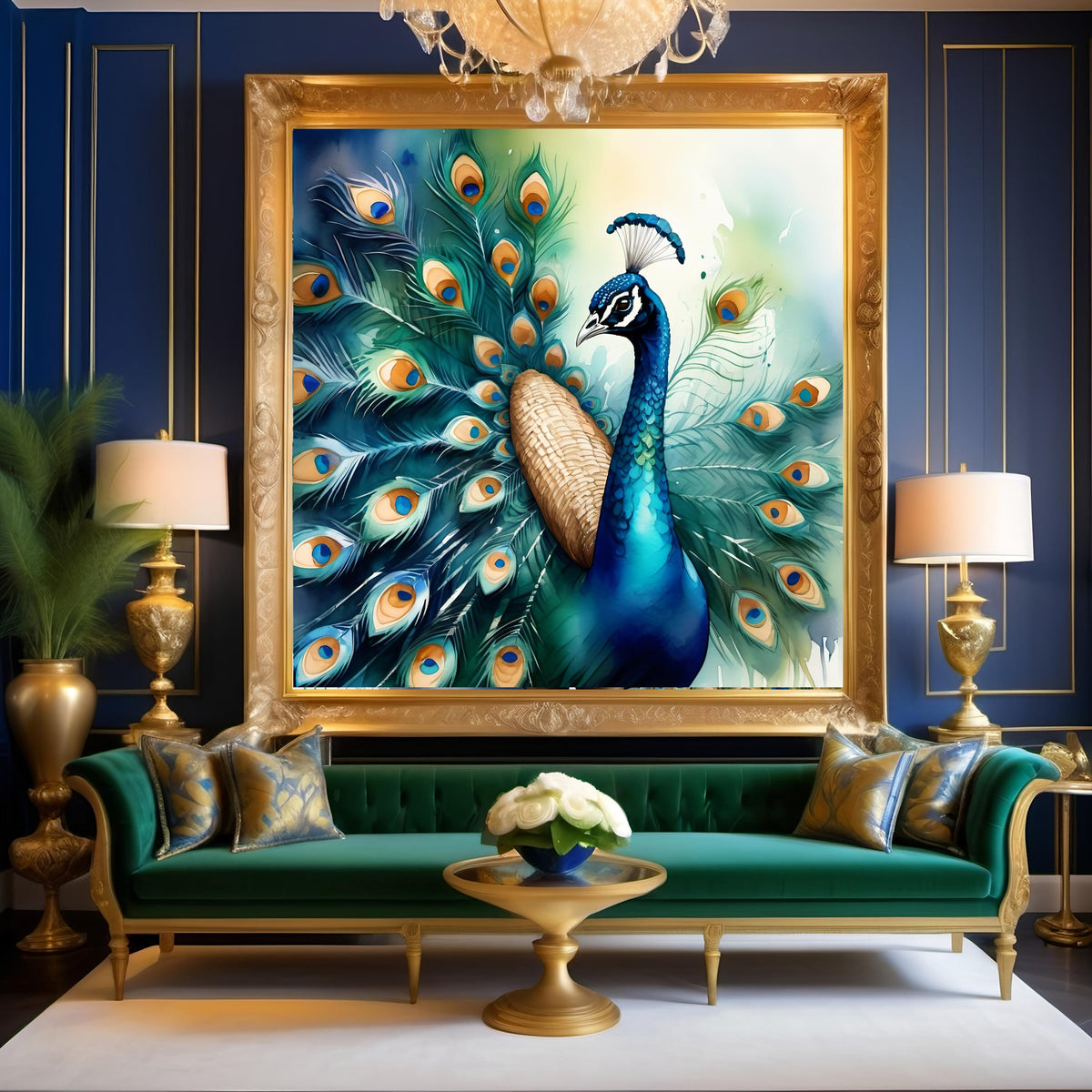 Watercolor Peacock Print: Vibrant Plumage Wall Art (Digital Download) 2