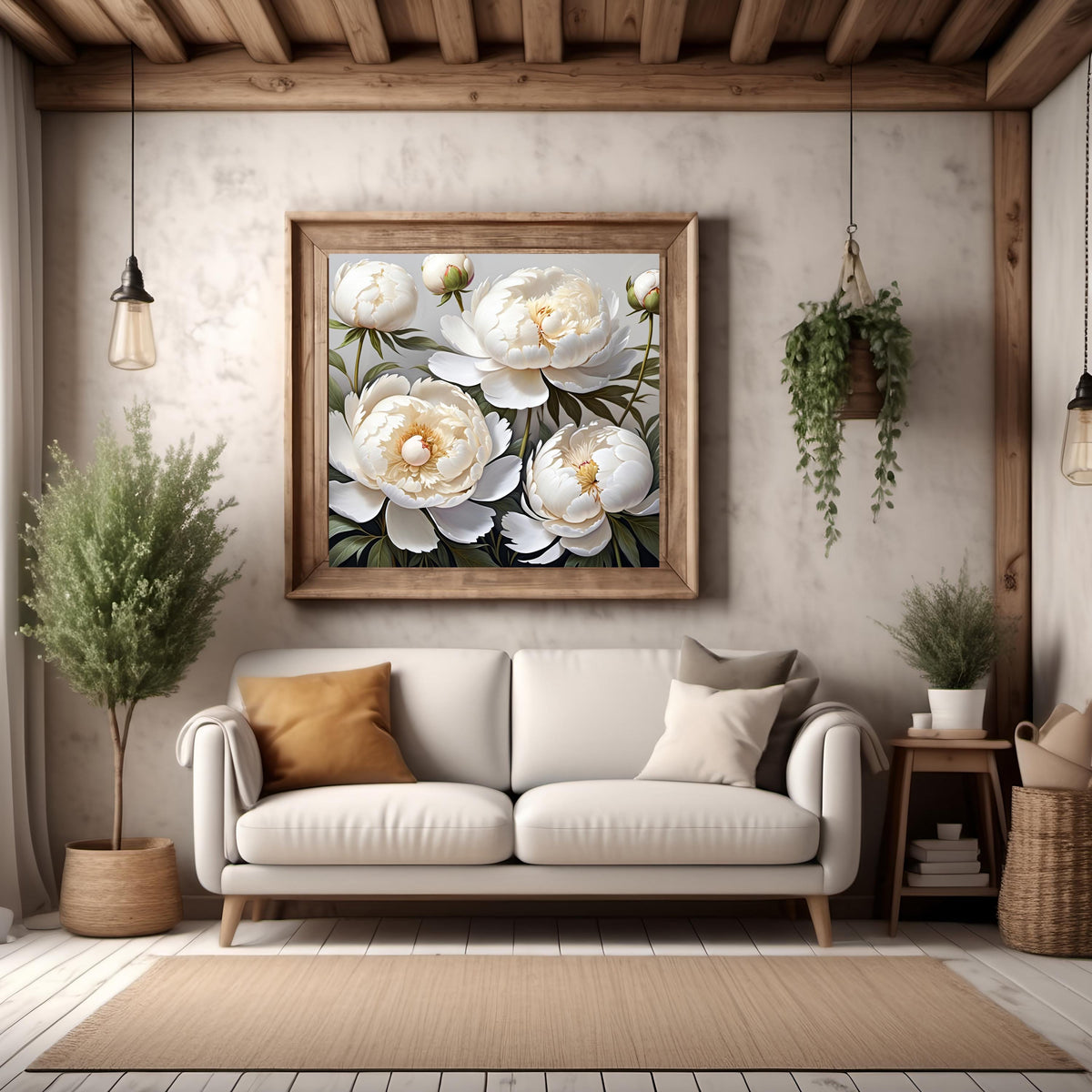 White Peony Floral Print: Elegant Botanical Wall Art (Digital Download) 2