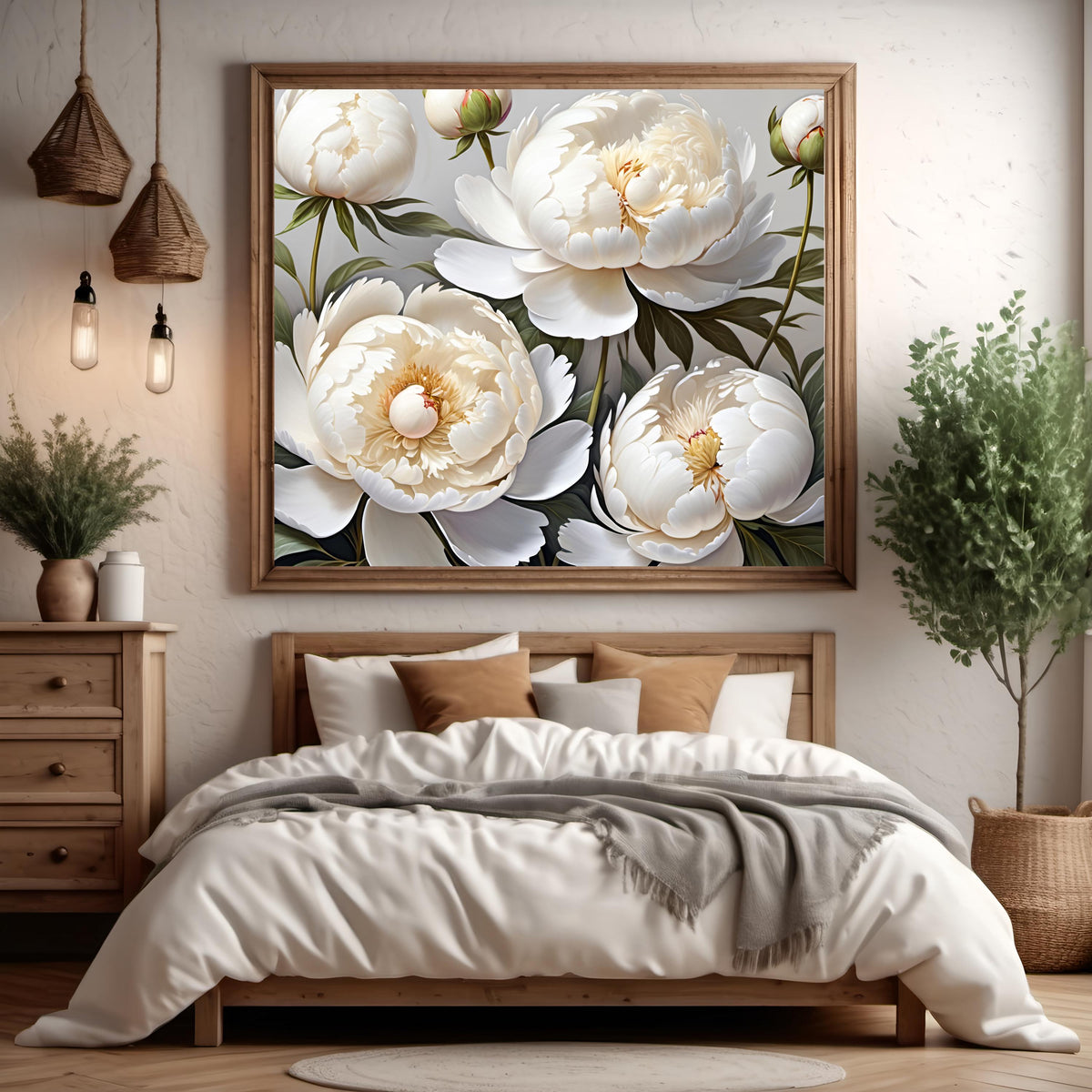 White Peony Floral Print: Elegant Botanical Wall Art (Digital Download) 2