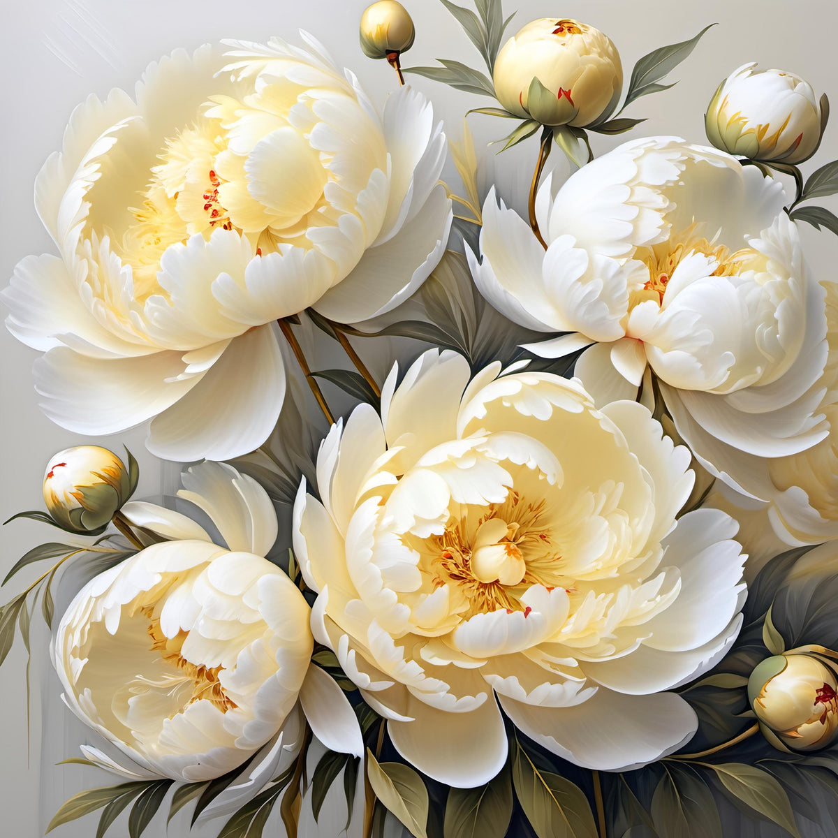 Yellow Peony Floral Art Print: Elegant Botanical Illustration (Digital Download)