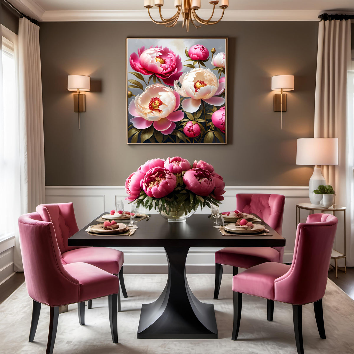 Pink Peony Floral Print: Elegant Botanical Wall Art (Digital Download)