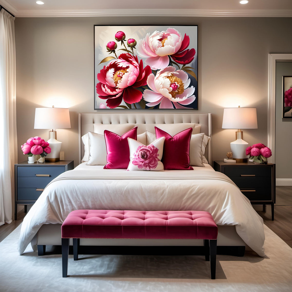 Pink Peony Floral Print: Ruby & Rose Garden (Digital Download)