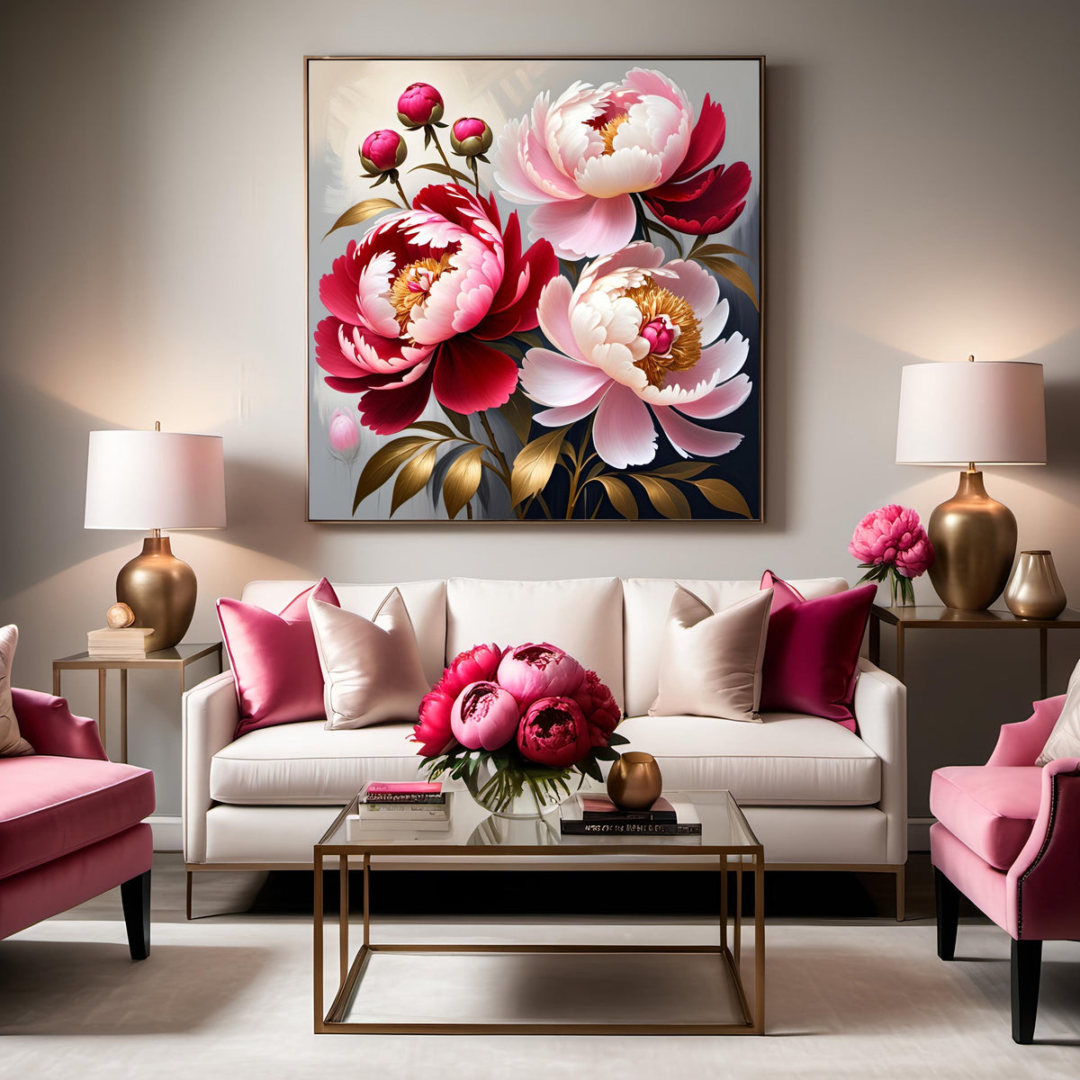 Pink Peony Floral Print: Ruby & Rose Garden (Digital Download)