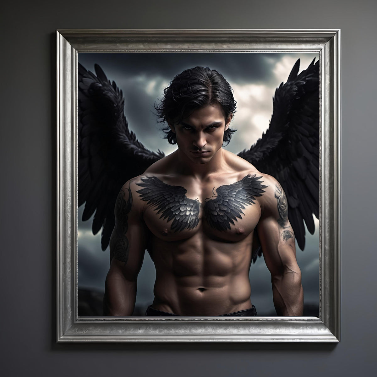 Dark Angel Wing Tattoo Print: Celestial Gothic Art (Digital Download)