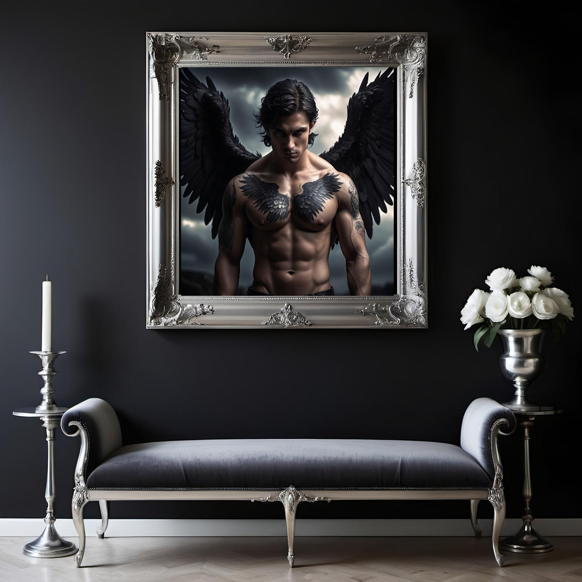 Dark Angel Wing Tattoo Print: Celestial Gothic Art (Digital Download)