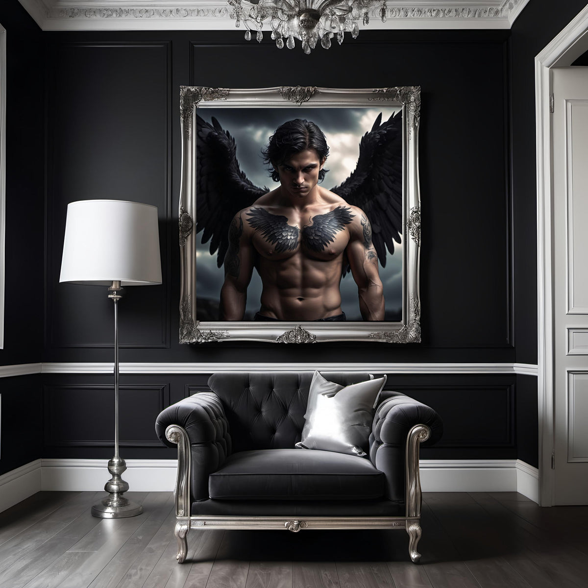 Dark Angel Wing Tattoo Print: Celestial Gothic Art (Digital Download)