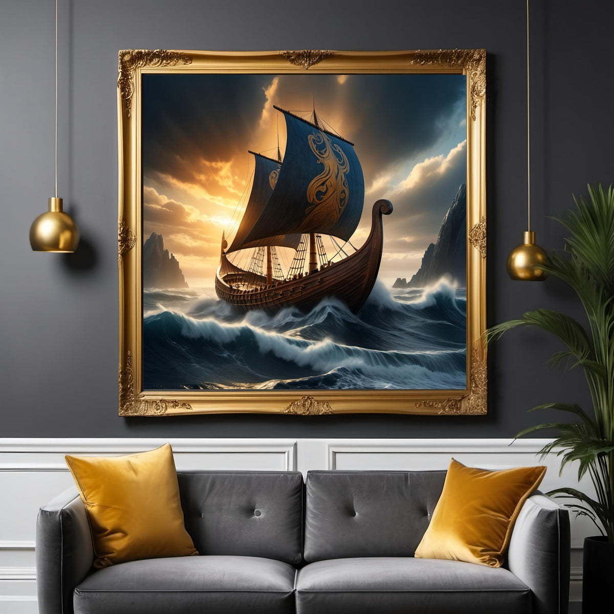 Viking Ship Seascape Art Print: Norse Adventure (Digital Download)
