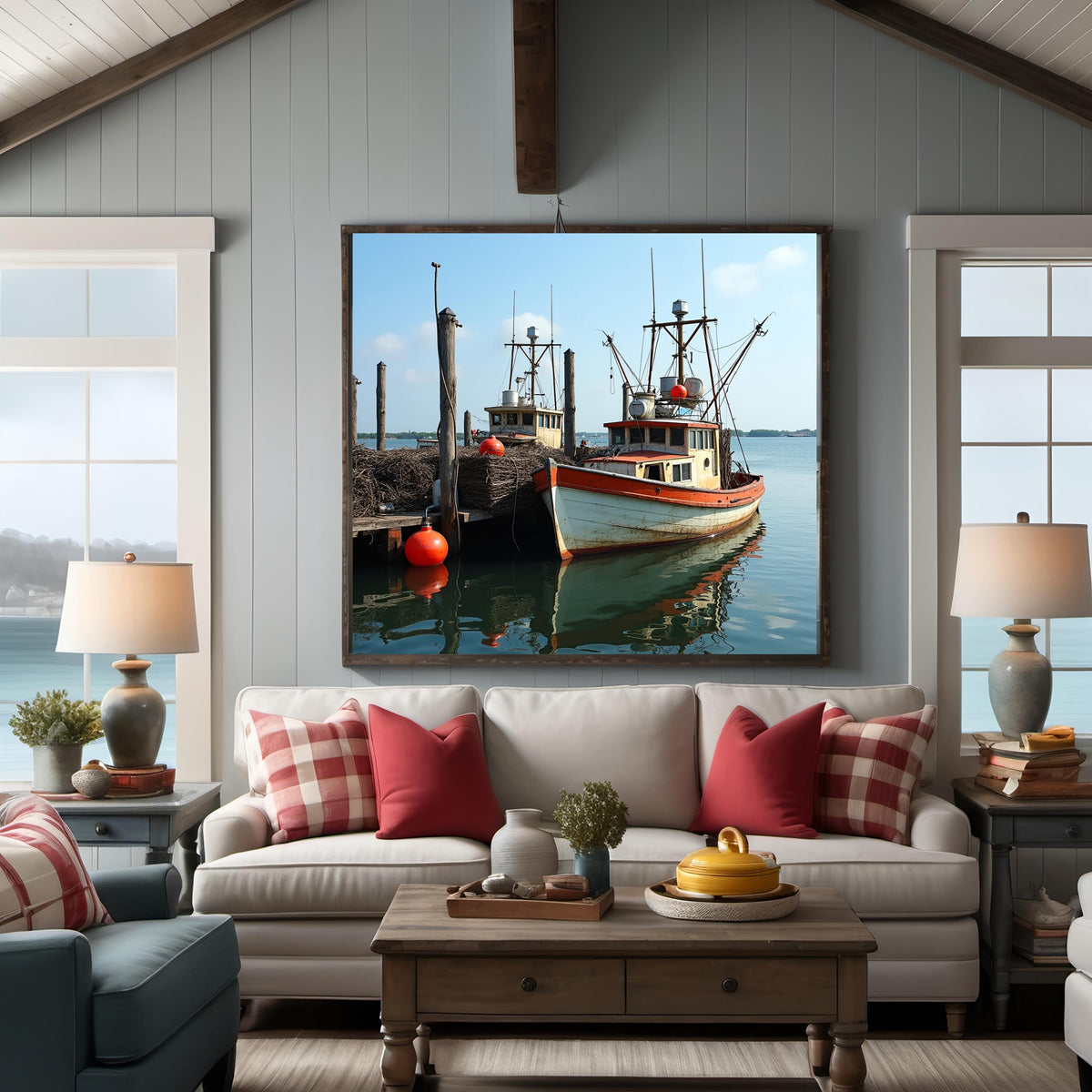 Vintage Lobster Boat Print: Rustic Coastal New England Art (Digital Download, 4096x4096 pixels)