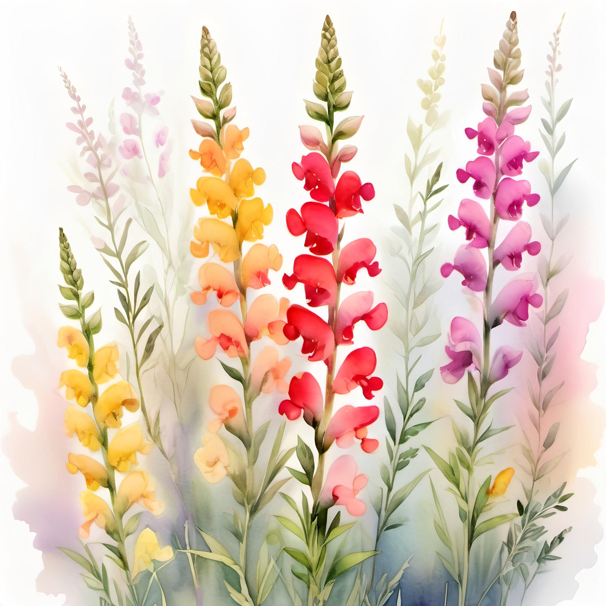 Snapdragon Watercolor Print: Vibrant Floral Wall Art (Digital Download)