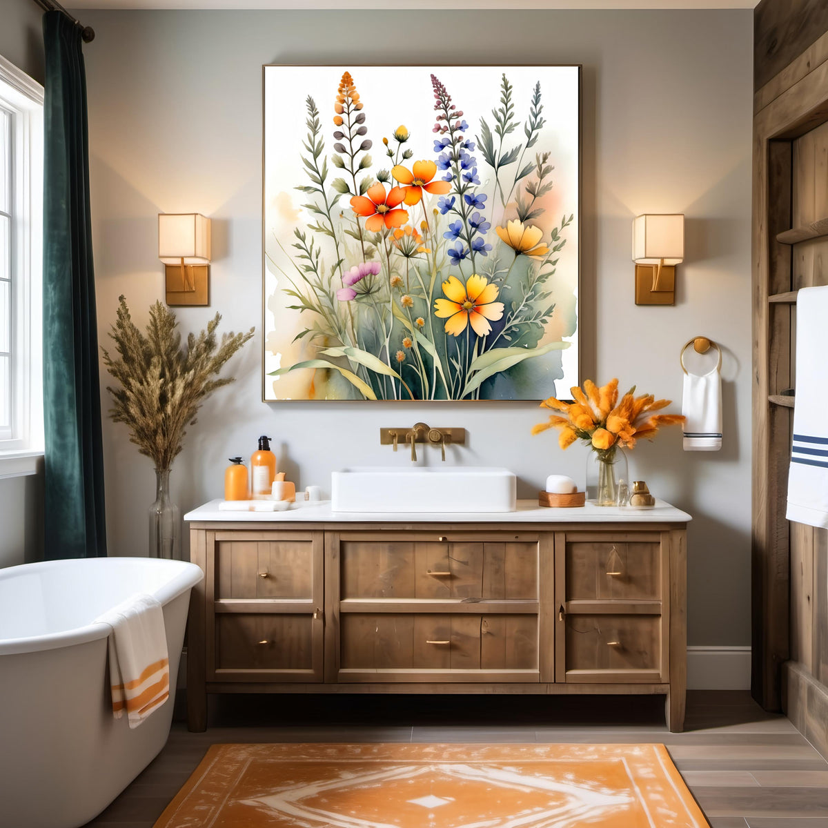 Wildflower Watercolor Print: Vibrant Botanical Wall Art (Digital Download)