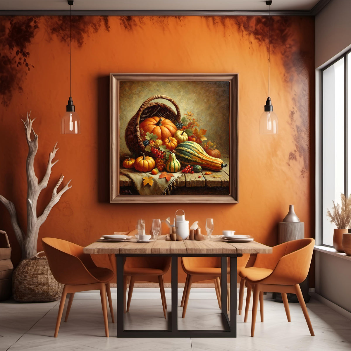 Autumn Cornucopia Still Life Print: Harvest Pumpkins & Gourds (Digital Download)