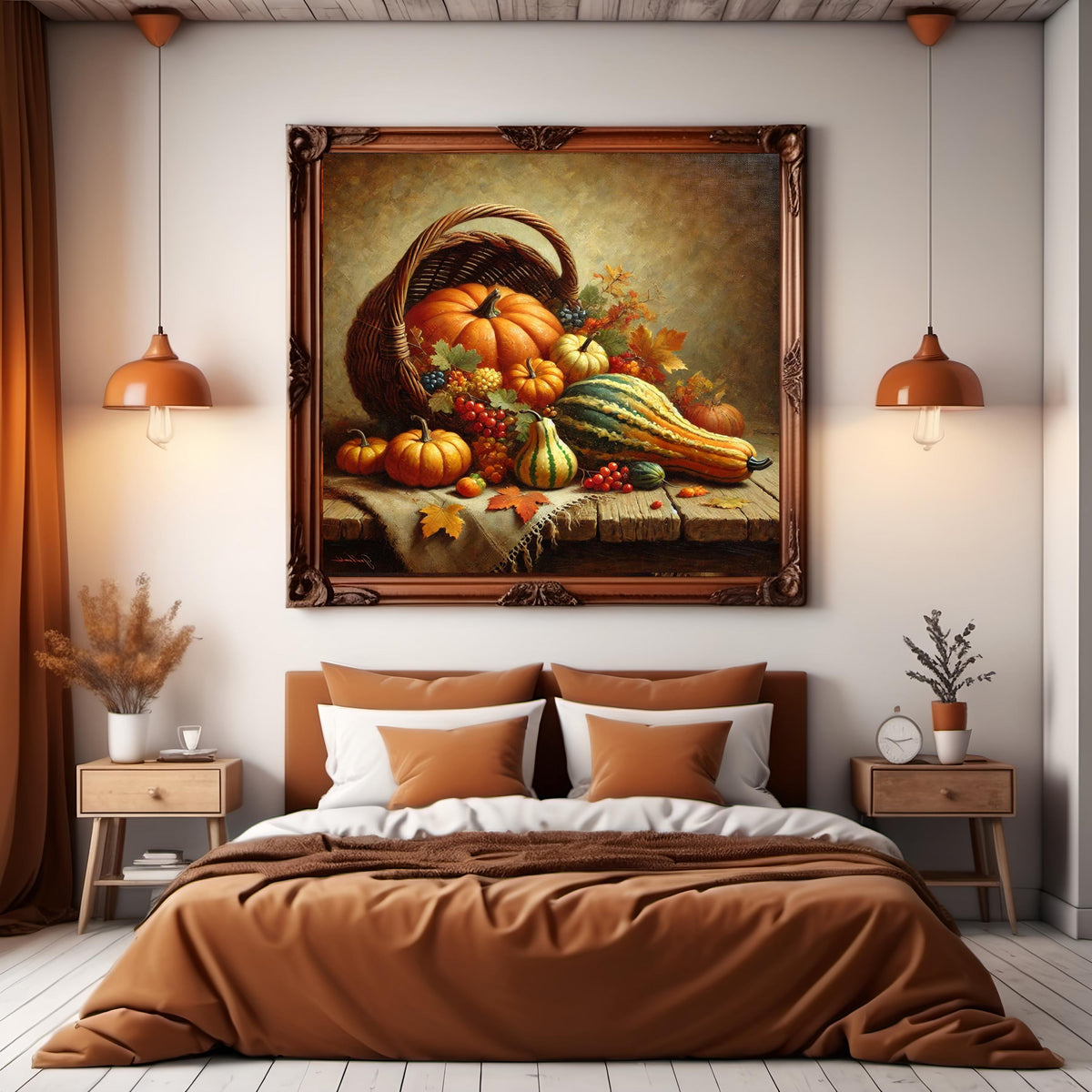 Autumn Cornucopia Still Life Print: Harvest Pumpkins & Gourds (Digital Download)