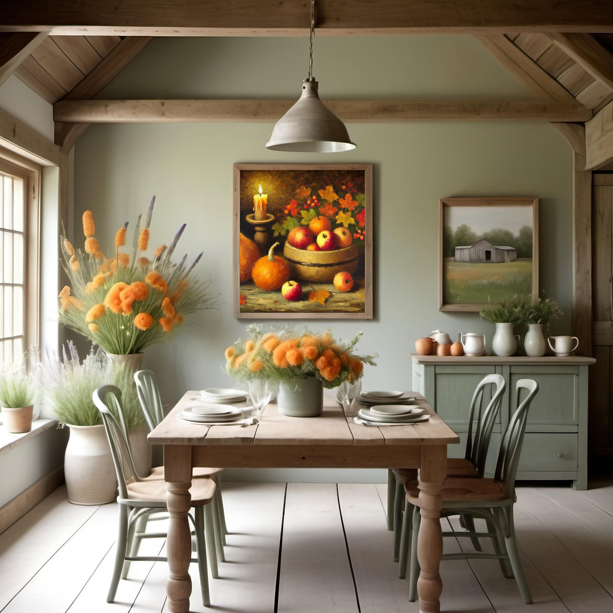 Rustic Fall Still Life Print: Apples, Pumpkins, Pears (Digital Download)