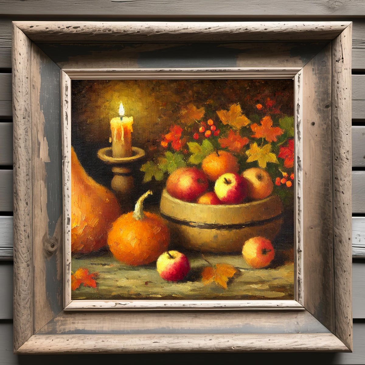 Rustic Fall Still Life Print: Apples, Pumpkins, Pears (Digital Download)