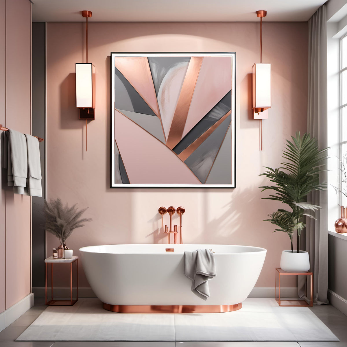 Blush Pink Geometric Abstract Art Print: Modern Minimalist Decor (Digital Download)