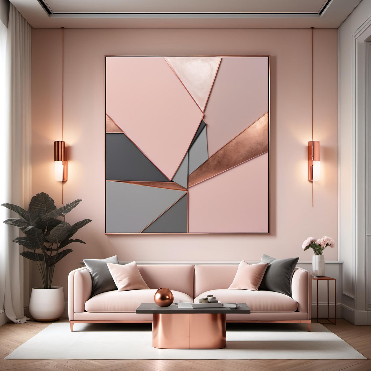 Blush Pink Geometric Art Print: Modern Minimalist Decor (Digital Download)